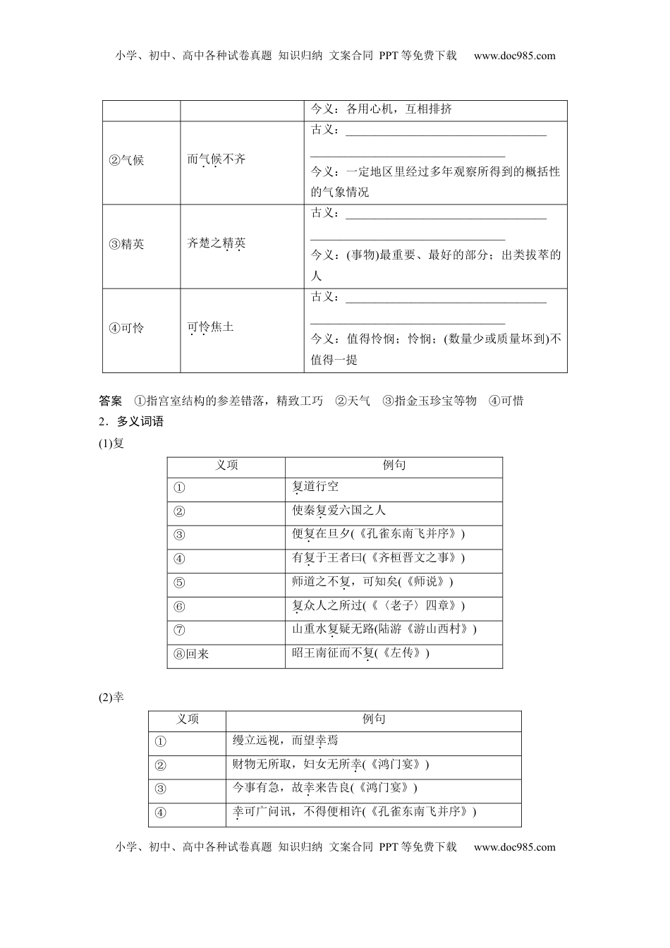 高考语文复习 必修下册(五)　单篇梳理11　阿房宫赋 (1).docx