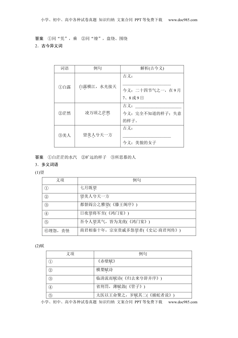 高考语文复习 必修上册(二)　整合迁移2　名词活用 (1).docx
