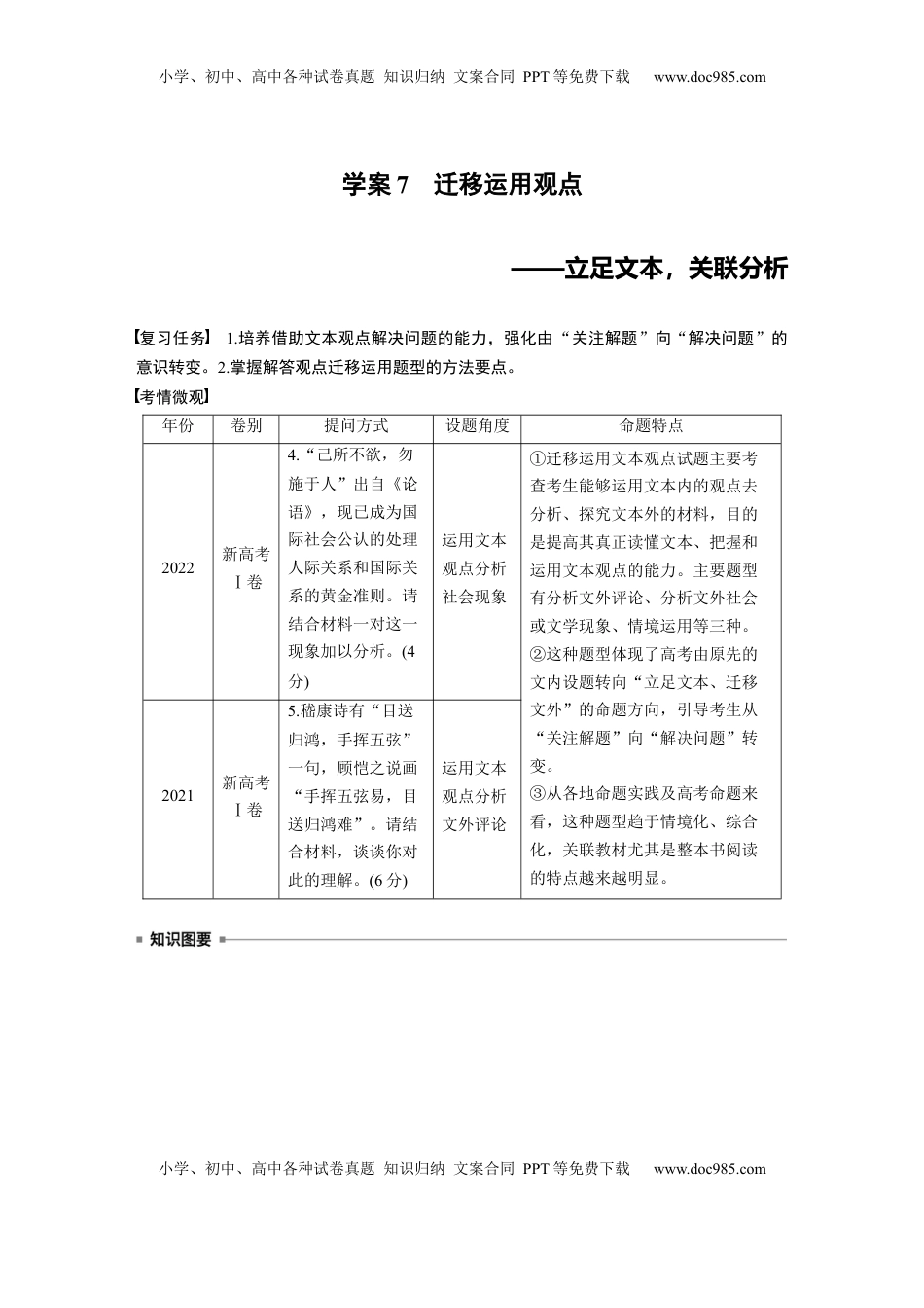 高考语文复习 板块一　学案7　迁移运用观点——立足文本，关联分析 (1).docx
