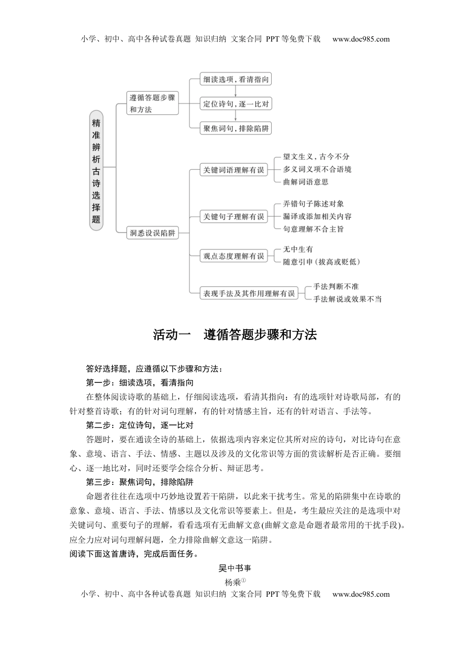高考语文复习 板块六　学案64　精准辨析选择题——聚焦诗意，洞悉陷阱 (1).docx