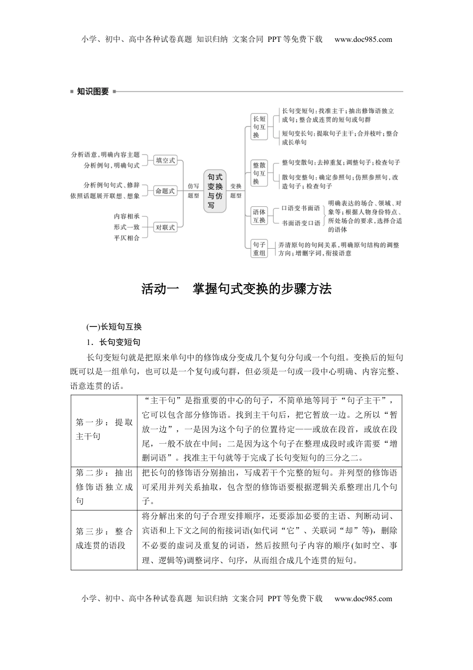 高考语文复习 板块八　学案78　句式变换与句式仿写——变“式”到位，形神兼似 (1).docx
