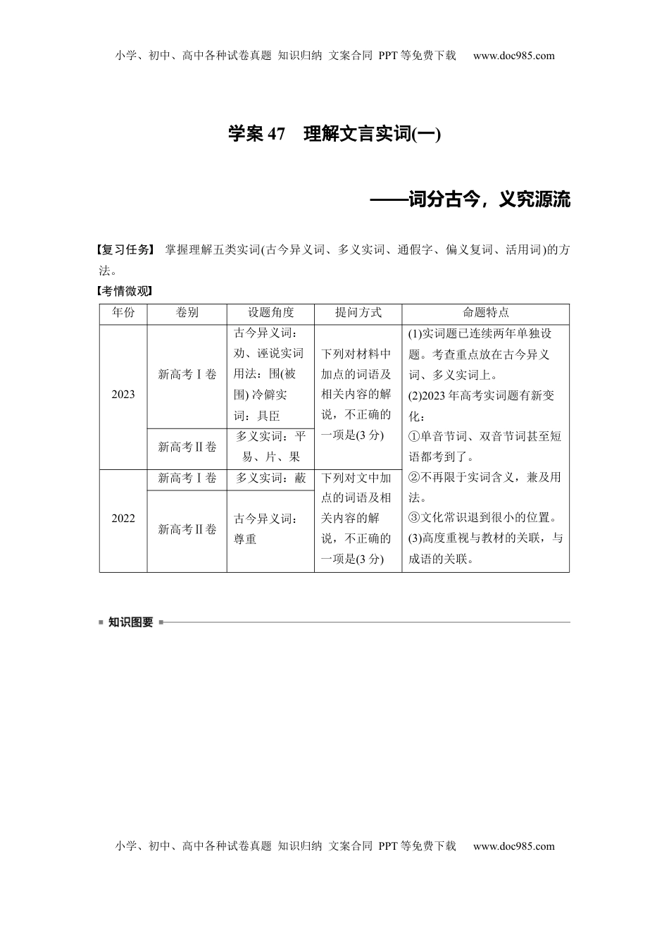 高考语文复习 板块五　学案47　理解文言实词(一)——词分古今，义究源流 (1).docx