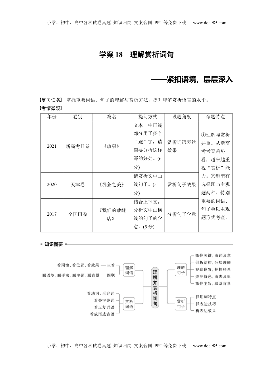 高考语文复习 板块三　学案18　理解赏析词句——紧扣语境，层层深入 (1).docx