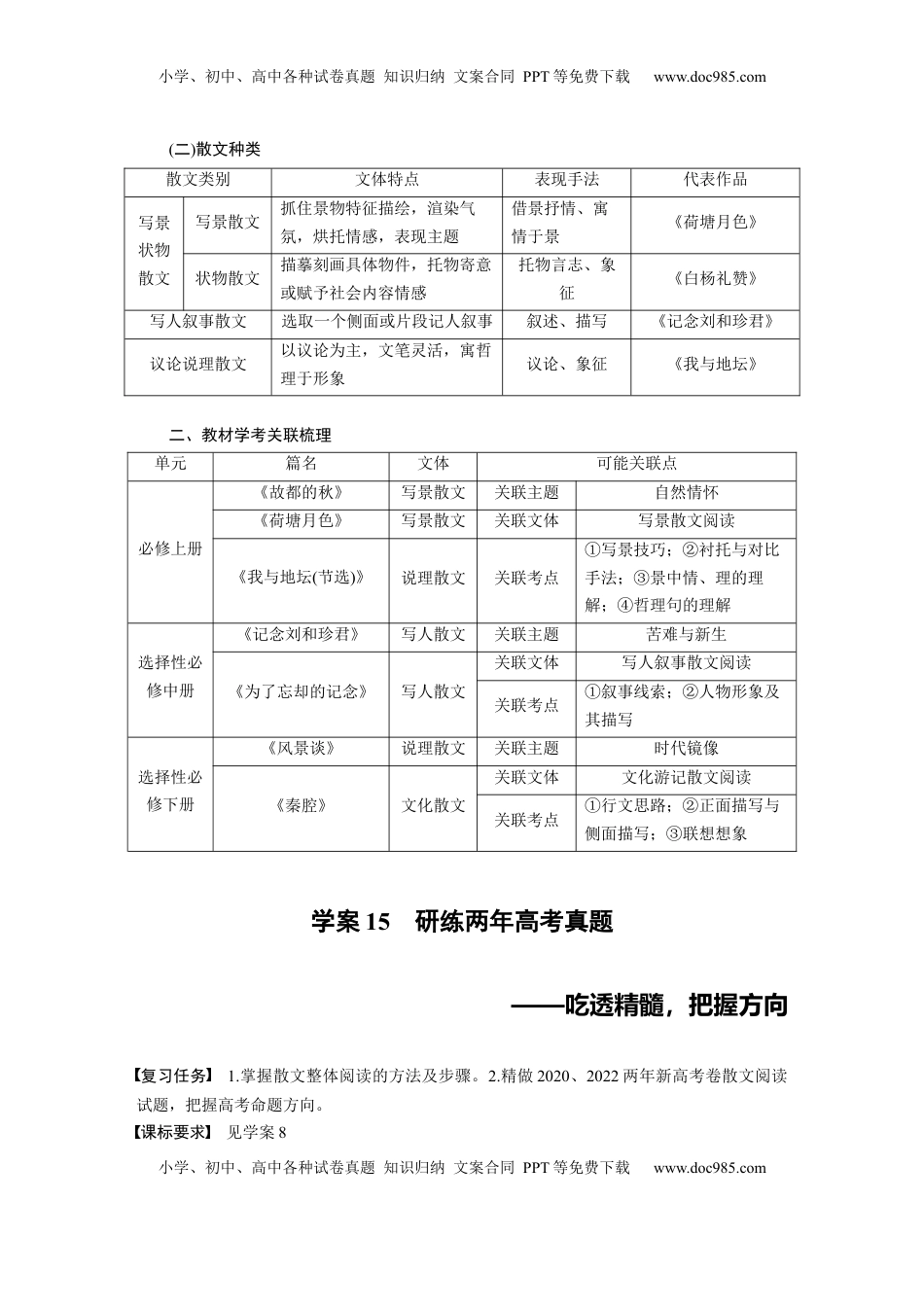 高考语文复习 板块三　学案15　研练两年高考真题——吃透精髓，把握方向 (1).docx
