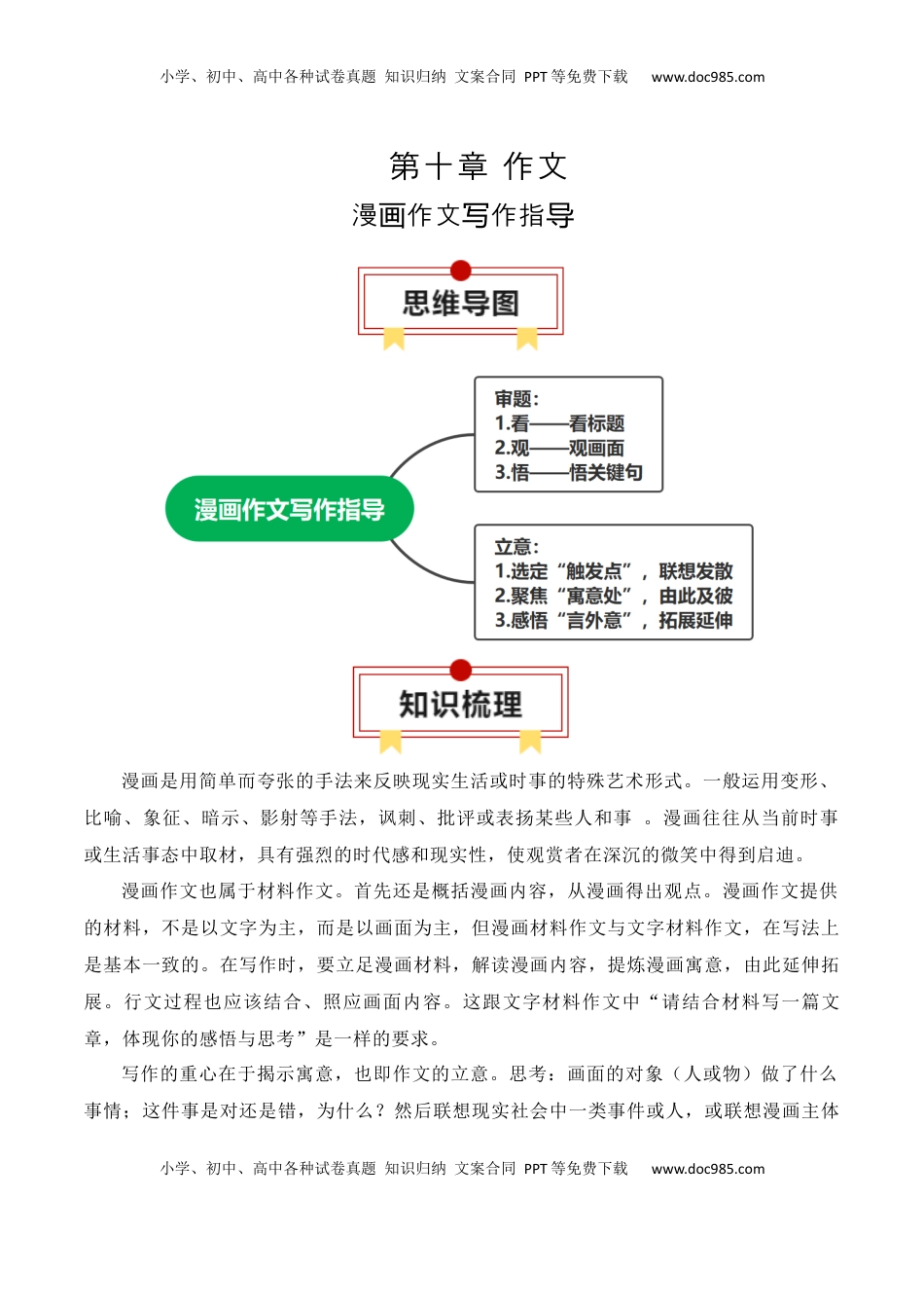 高考语文复习 专题11：漫画作文写作指导（原卷版）-【上好课】2025年高考语文一轮复习知识清单.docx