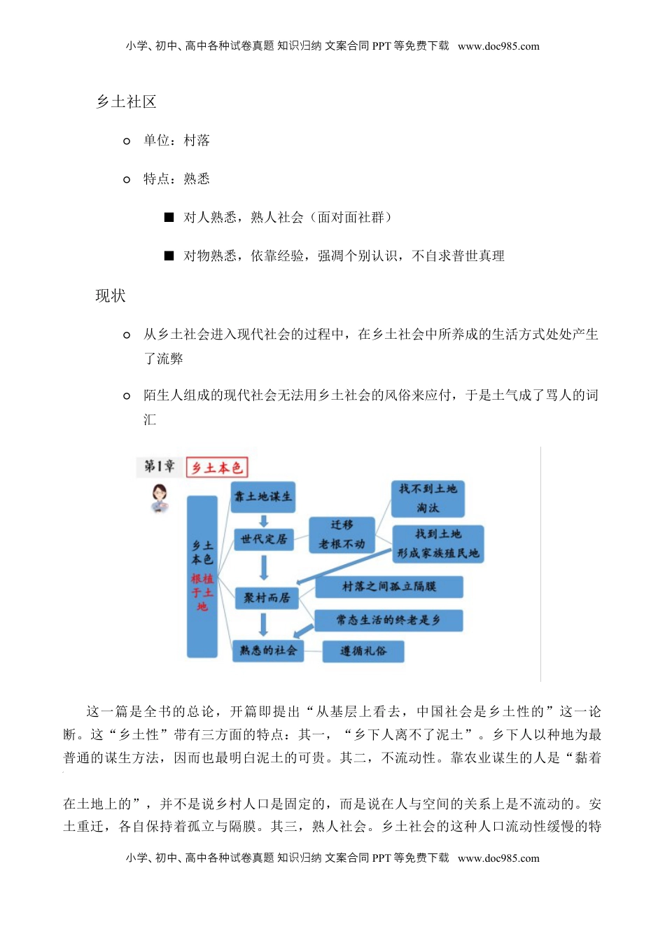 高考语文复习 专题01：《乡土中国》知识梳理（原卷版）-【上好课】2025年高考语文一轮复习知识清单.docx