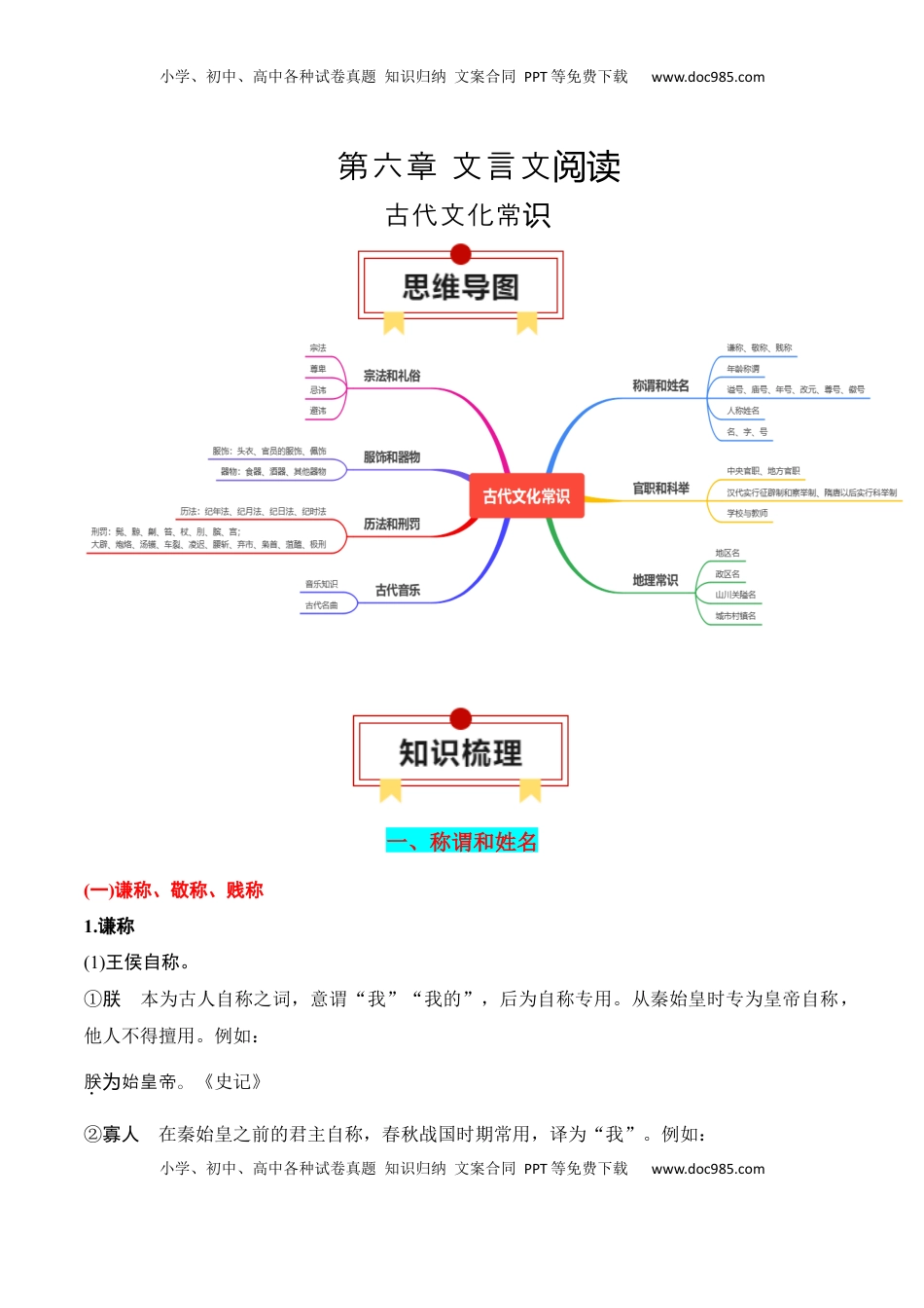 高考语文复习 专题10：古代文化常识（解析版）-【上好课】2025年高考语文一轮复习知识清单.docx