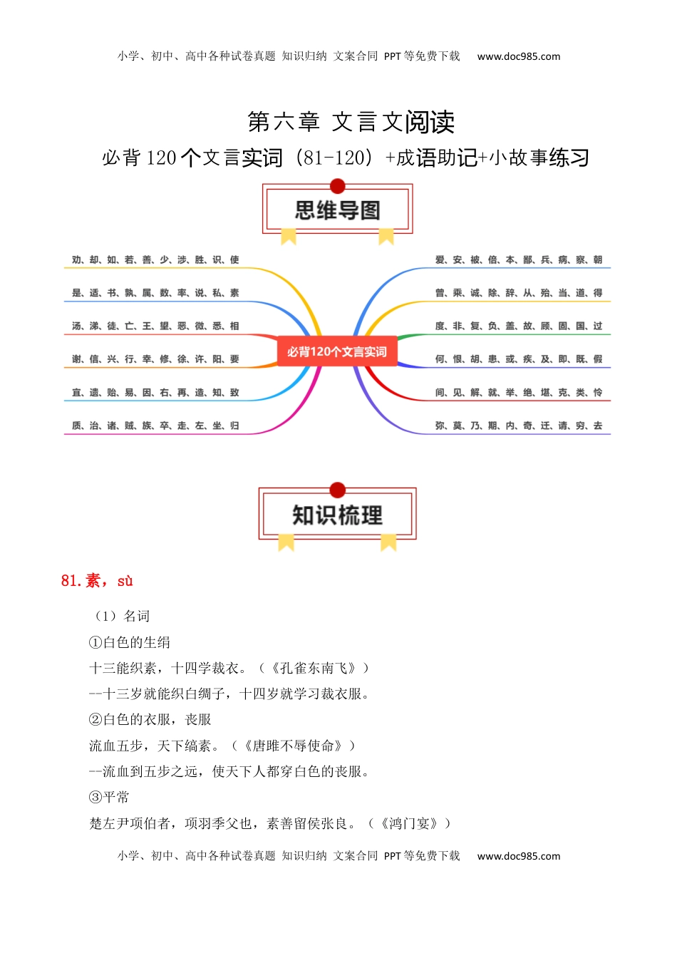高考语文复习 专题08：必背120个文言实词（81-120）+成语助记+小故事练习（解析版）-【上好课】2025年高考语文一轮复习知识清单.docx