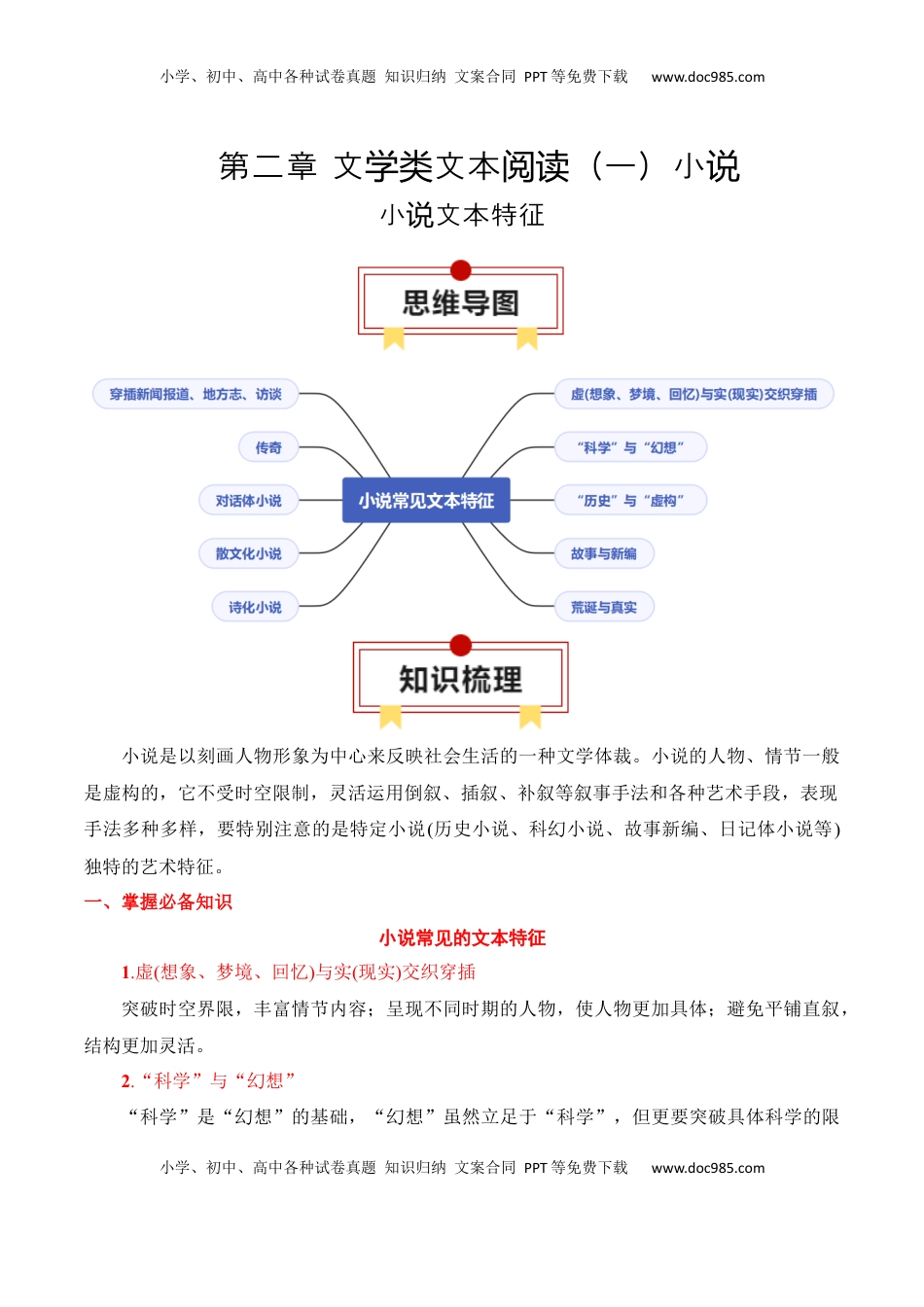 高考语文复习 专题05：小说文本特征（原卷版）-【上好课】2025年高考语文一轮复习知识清单.docx