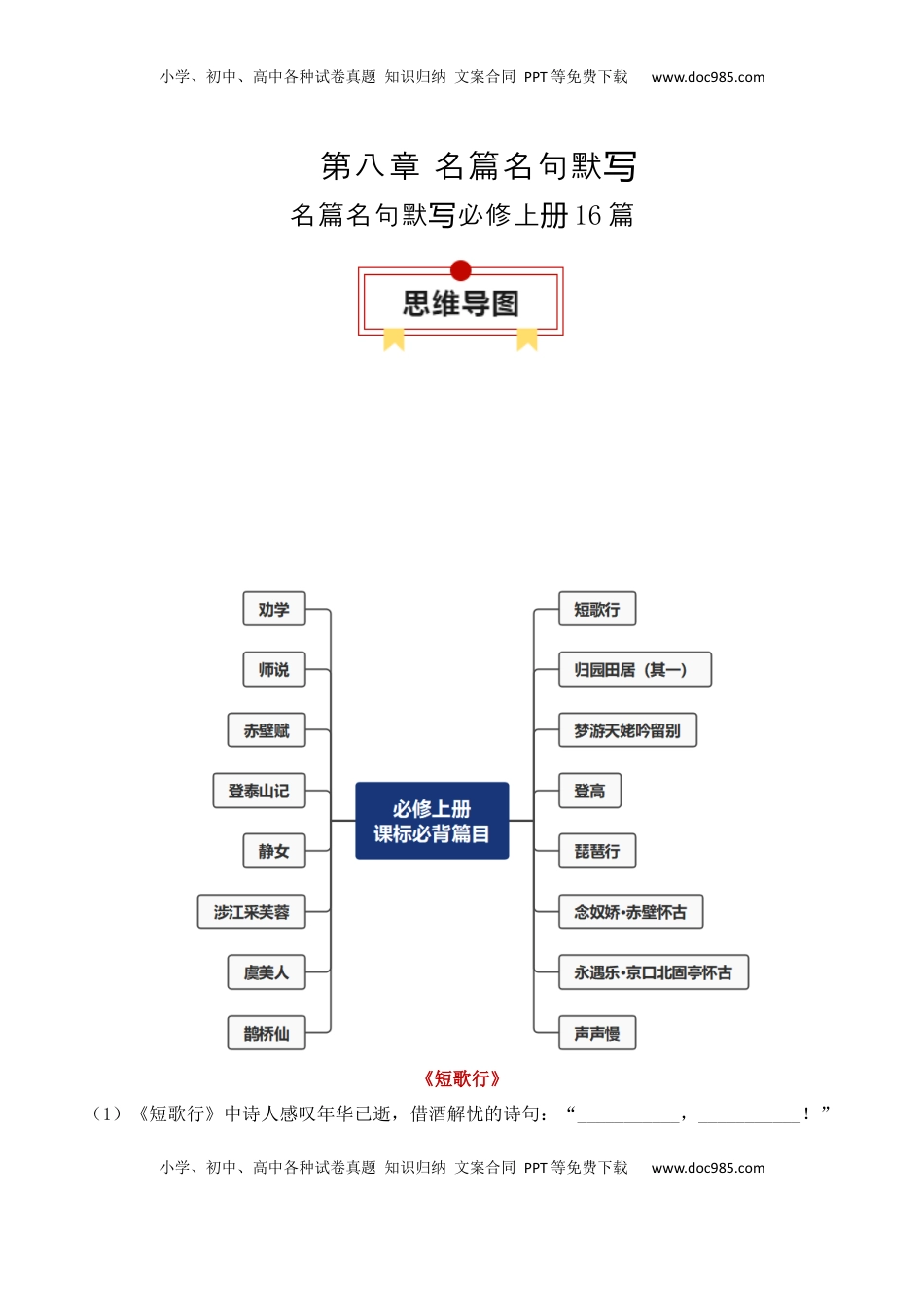 高考语文复习 专题02：名篇名句默写必修上册16篇（解析版）-【上好课】2025年高考语文一轮复习知识清单.docx