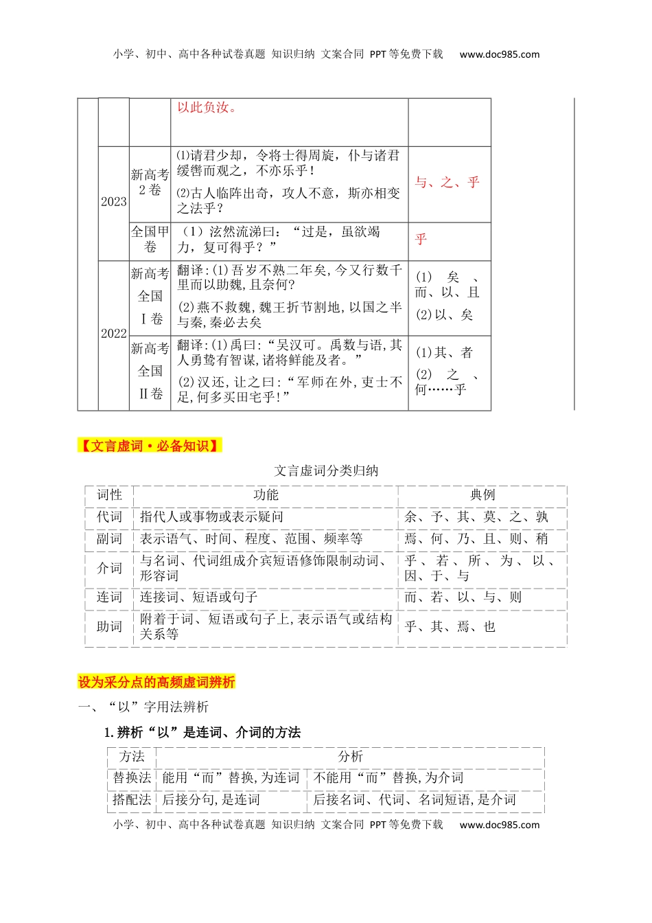 高考语文复习 09 设为采分点的高频文言虚词　——根据功能,判断是译还是不译.docx
