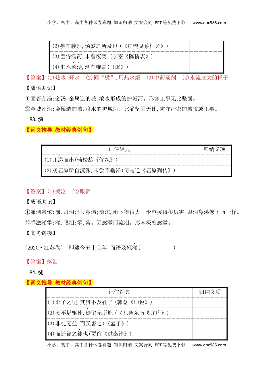 高考语文复习 03 高中统编教材120个高频考查文言实词教材经典例句+关联成语助记+高考对应真题（81-120）-2025年高考语文一轮复习之文言文阅读（全国通用）.docx