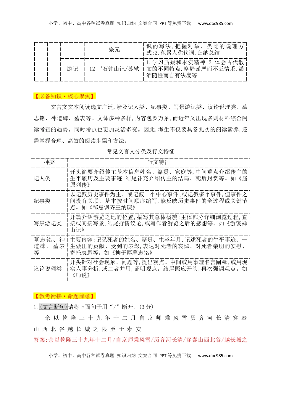 高考语文复习 01 考点溯源　探根教材，明确2025文言文备考方向.docx