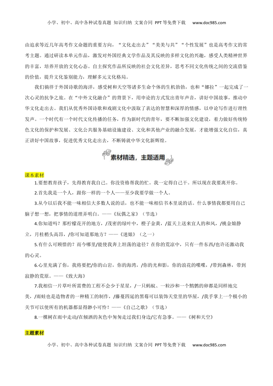 高考语文复习 专题04+自我觉醒与价值体现（撰写短评和学写申论）-2025年高考语文百日冲刺之教材主题作文预测.docx