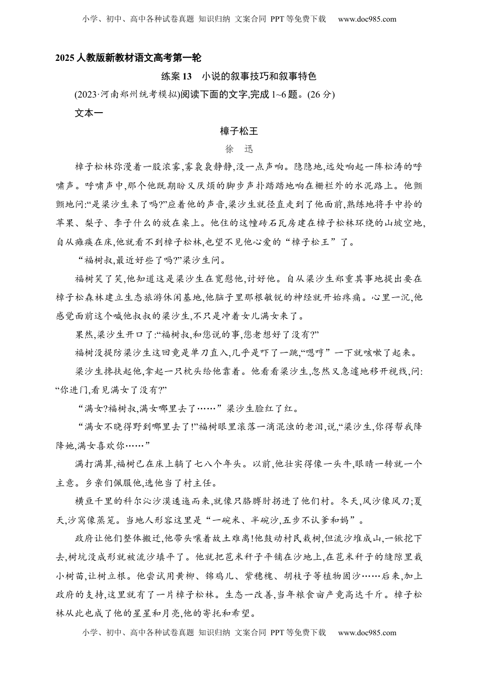 高考语文复习 练案13　小说的叙事技巧和叙事特色（含解析）.docx