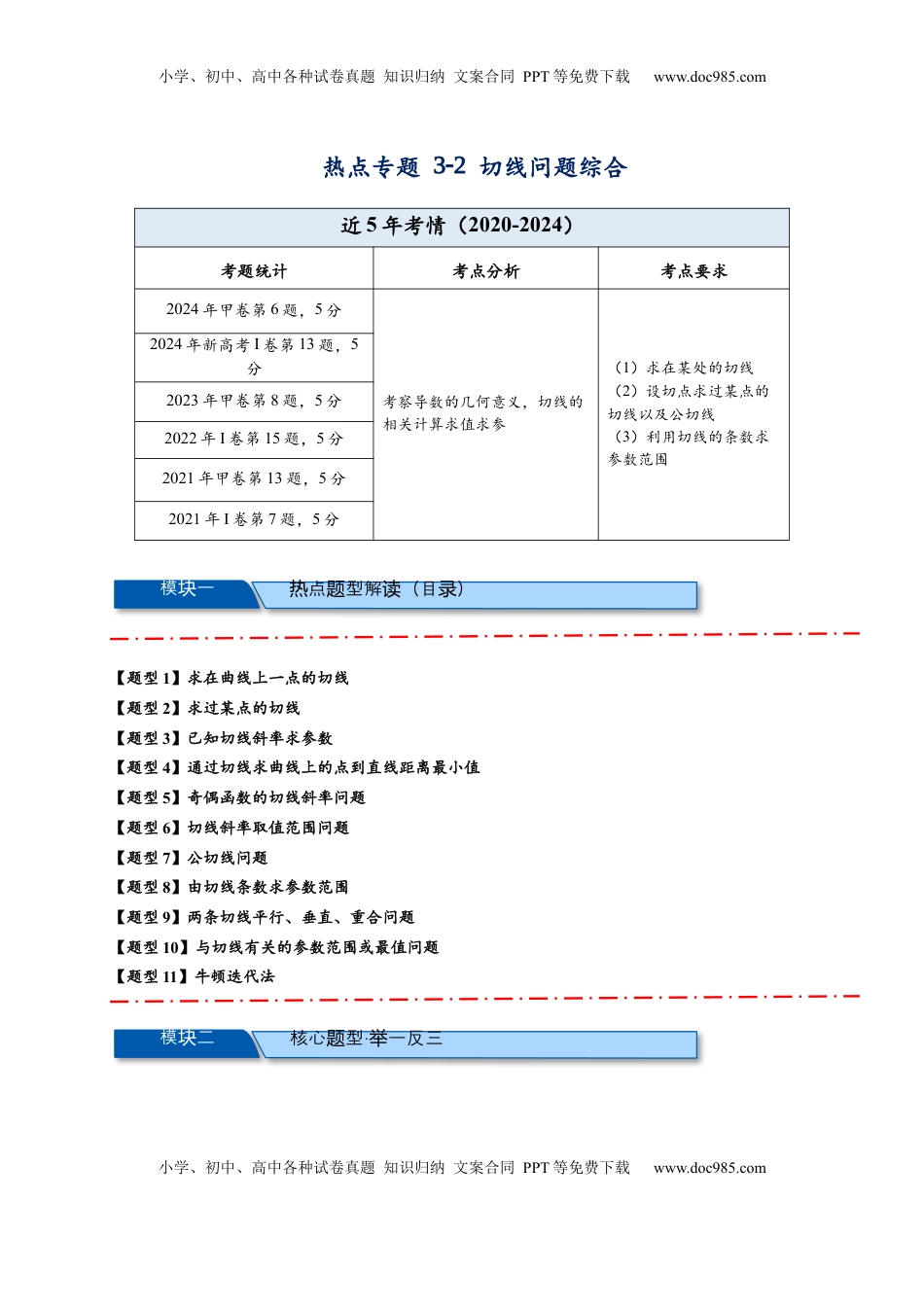 高考数学复习  热点专题 3-2 切线问题综合【11类题型】（原卷版）- 2025年高考数学热点题型追踪与重难点专题突破（新高考专用）.docx