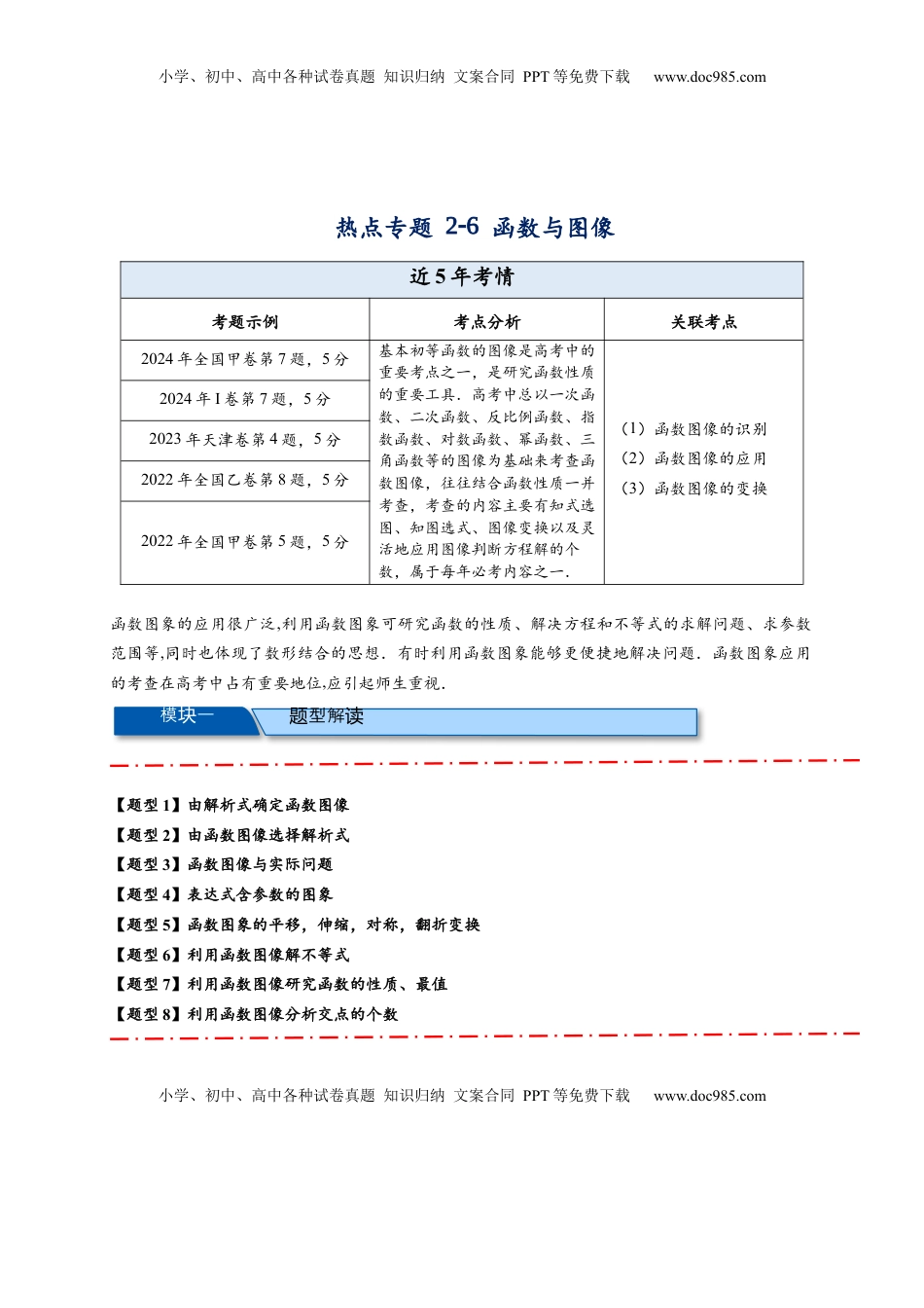 高考数学复习  热点专题 2-6 函数与图像（解析版）【8类题型】- 2025年高考数学热点题型追踪与重难点专题突破（新高考专用） .docx