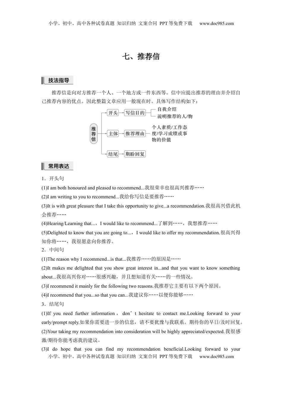 高考英语复习  第一章　七、推荐信.docx