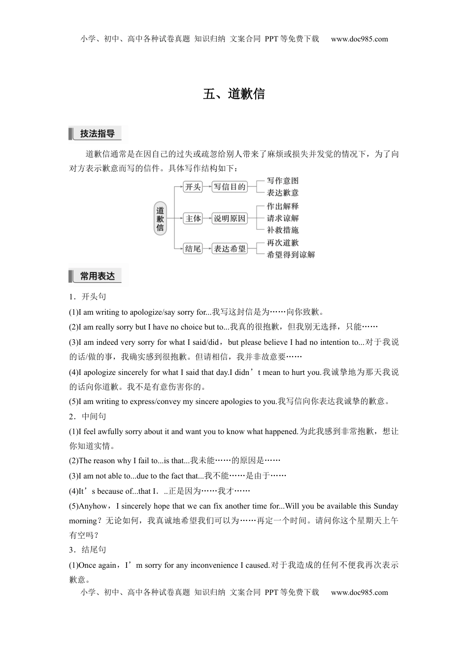 高考英语复习  第一章　五、道歉信 (3).docx
