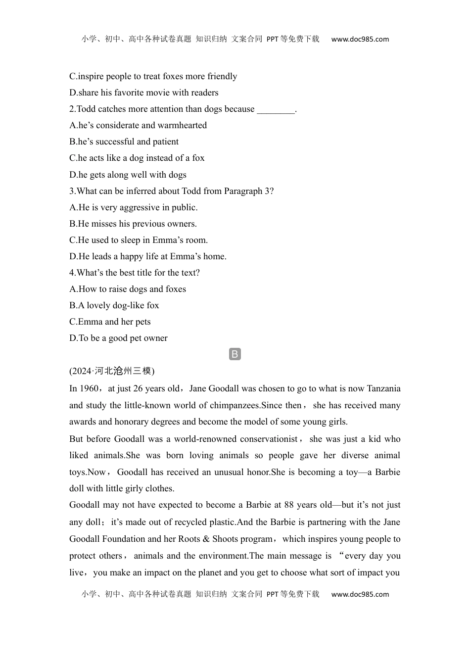 高考英语复习  高中英语2025届一轮复习练习（人教版）必修第二册：UNIT 2 WILDLIFE PROTECTION（含解析）.docx