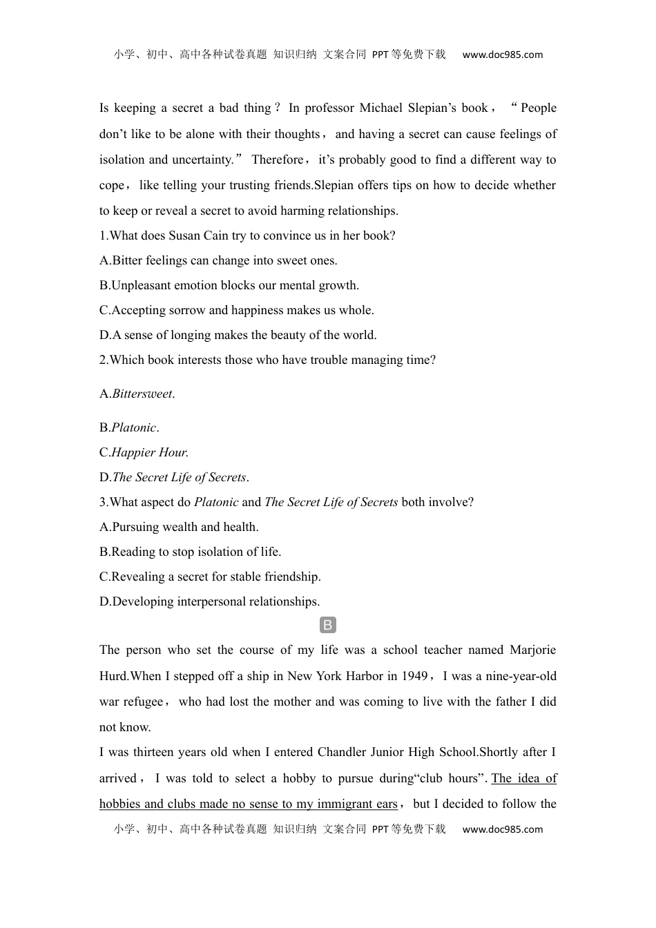 高考英语复习  高中英语2025届一轮复习练习（人教版）选择性必修第三册：UNIT 5 POEMS.docx