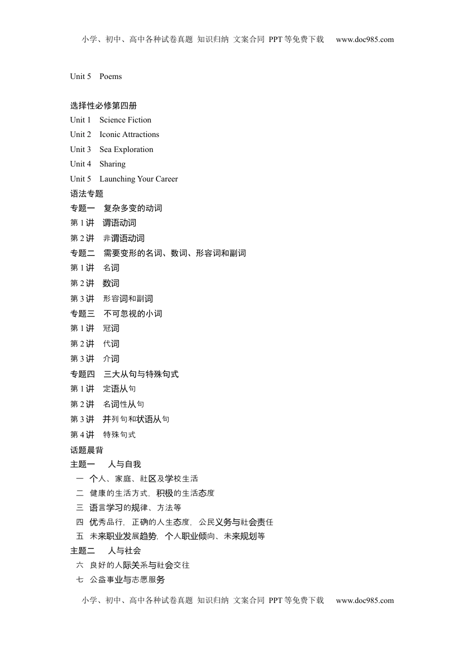 高考英语复习  教师目录.docx