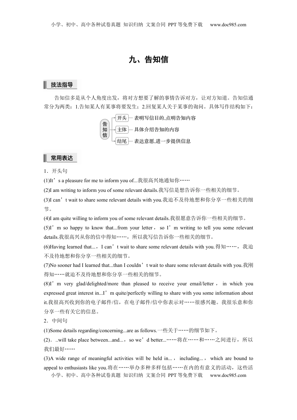 高考英语复习  九、告知信 (3).docx