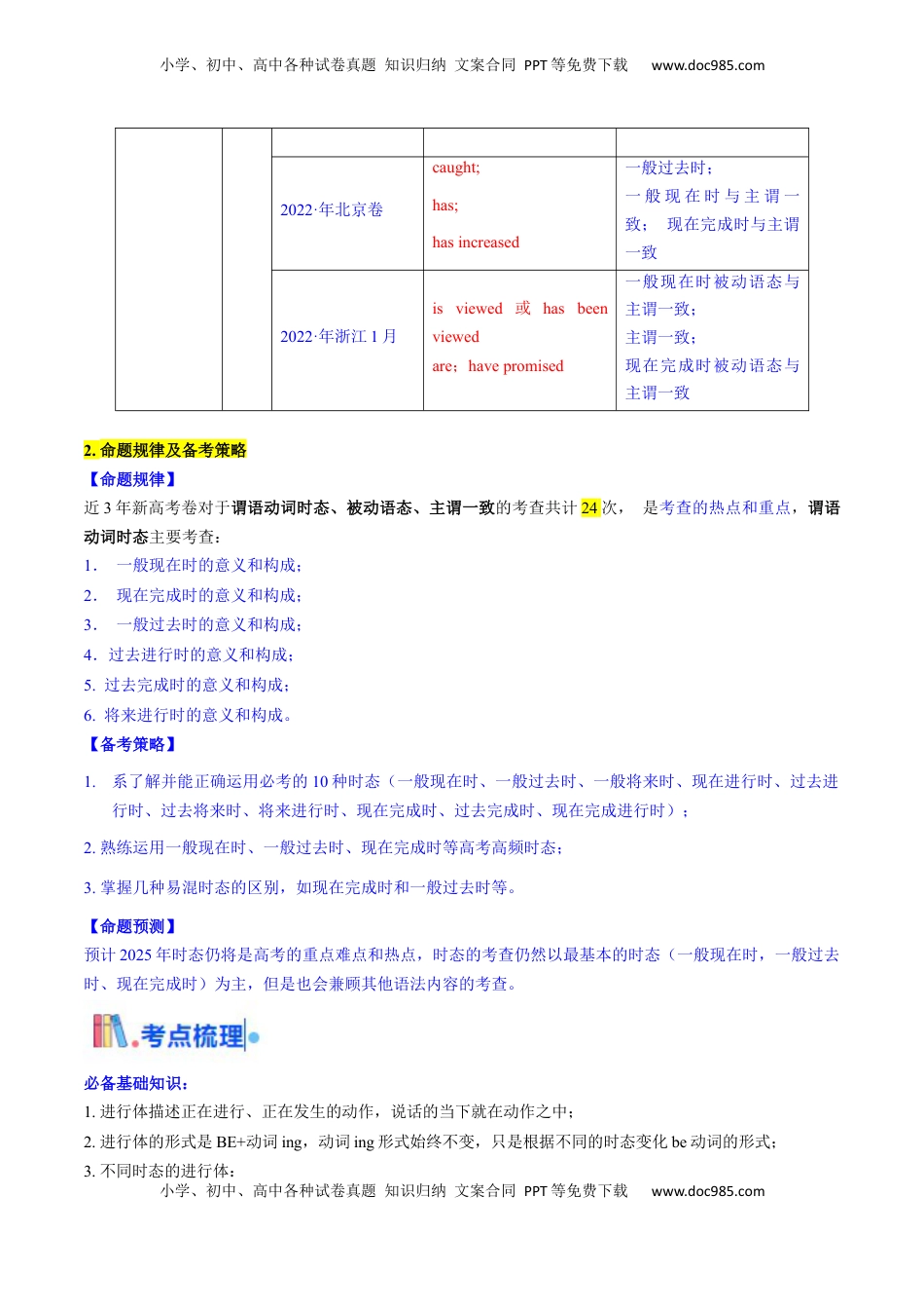 高考英语复习  考点07 谓语动词的时态（进行体）（核心考点精讲精练）-备战2025年高考英语一轮复习考点帮（新高考通用）（原卷版） .docx