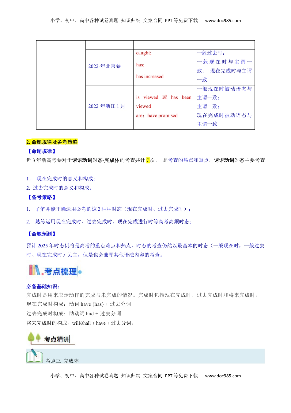 高考英语复习  考点08 谓语动词的时态（完成体） （核心考点精讲精练）-备战2025年高考英语一轮复习考点帮（新高考通用）（解析版).docx