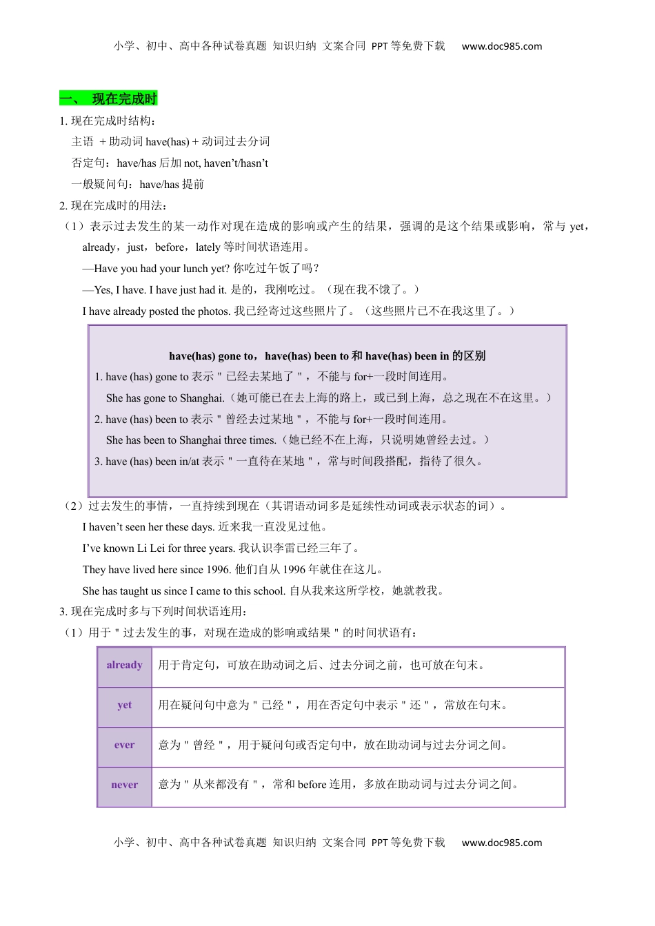 高考英语复习  考点08 谓语动词的时态（完成体） （核心考点精讲精练）-备战2025年高考英语一轮复习考点帮（新高考通用）（原卷版) .docx