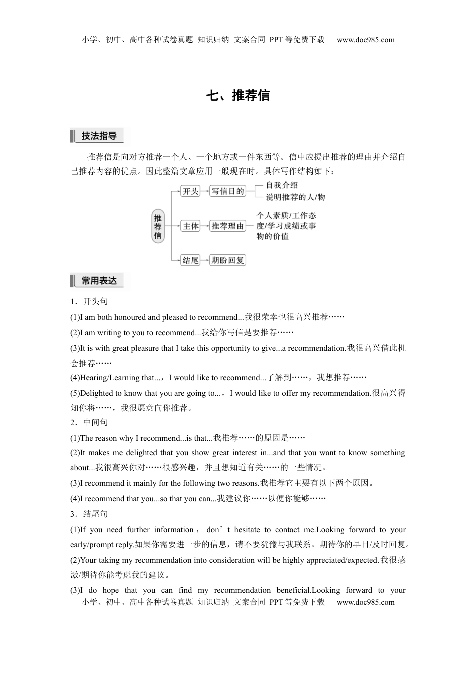 高考英语复习  七、推荐信 (2).docx
