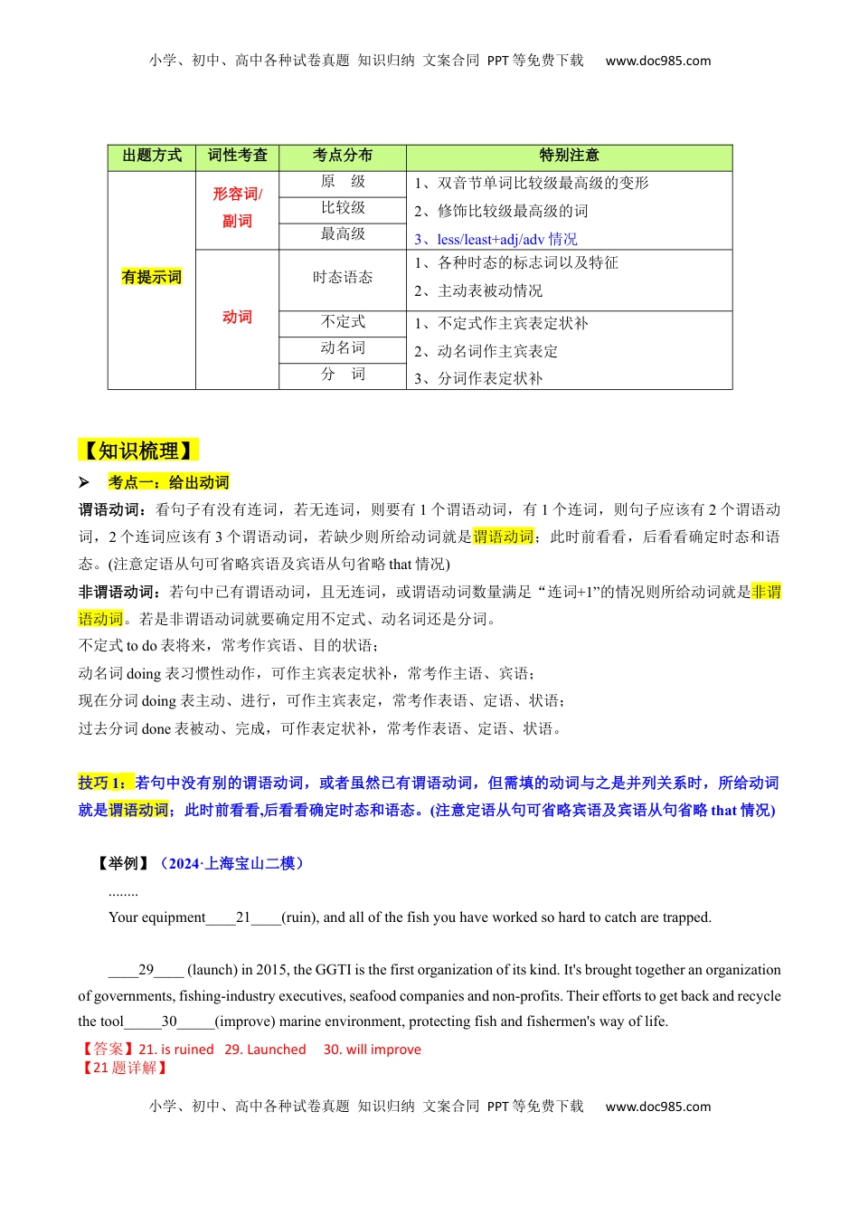 高考英语复习  题型突破01 语法填空之有提示词（核心考点精讲精练）（解析版）.docx