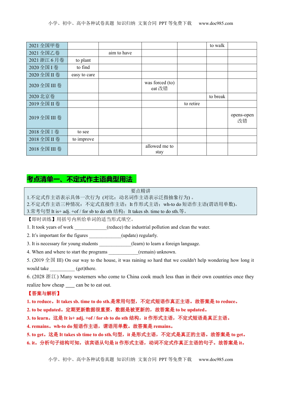 高考英语复习  专题01 动词不定式八大用法（讲案）解析版.docx