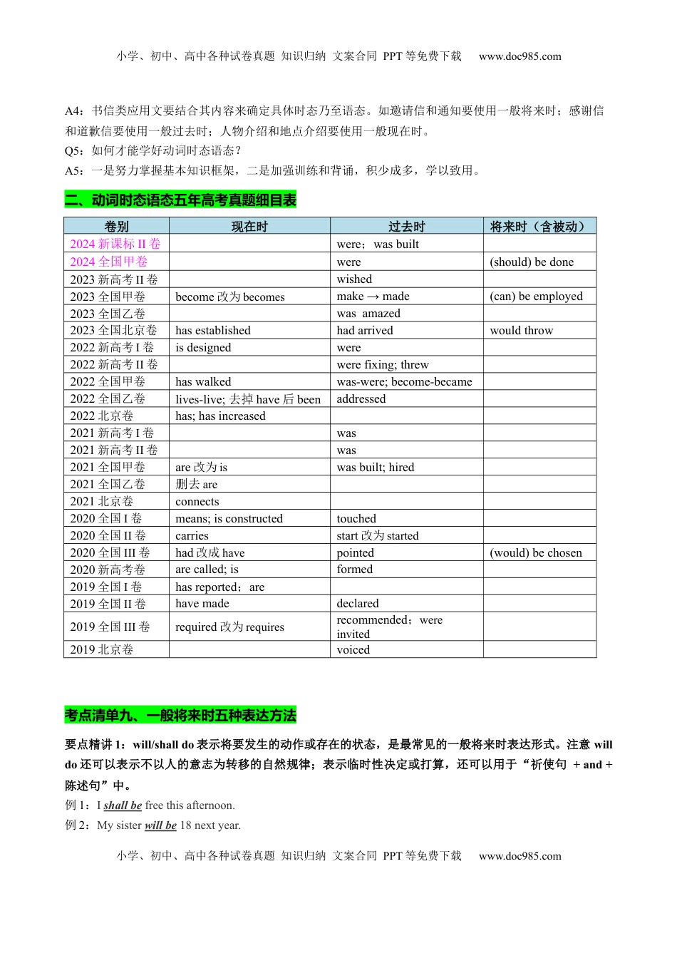 高考英语复习  专题07 动词时态语态(将来时+被动语态)（讲案）解析版.docx