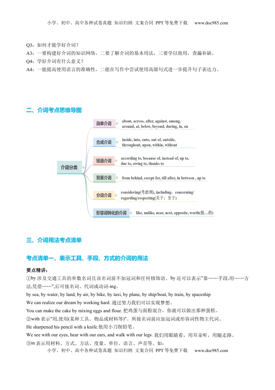 高考英语复习  专题22 介词八类二十个高频考点（讲案）原卷版.docx