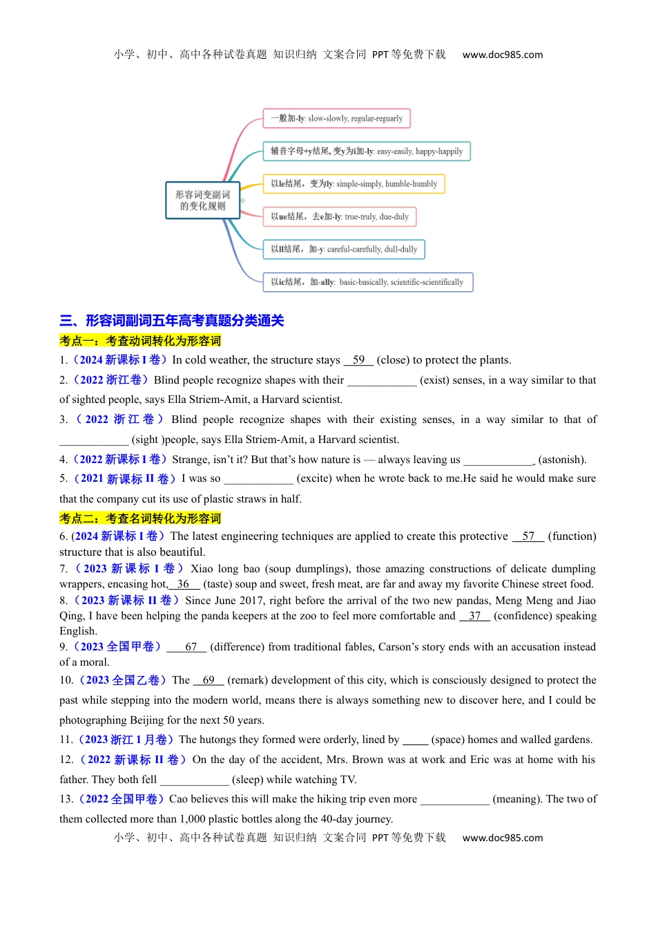 高考英语复习  专题23 语法填空之形容词副词100题（练案）原卷版.docx