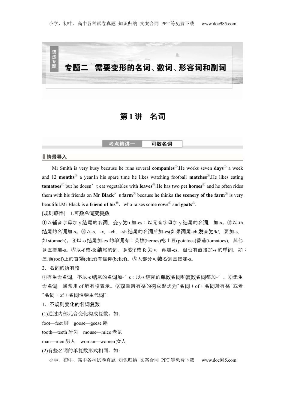 高考英语复习  专题二　第1讲　名词.docx