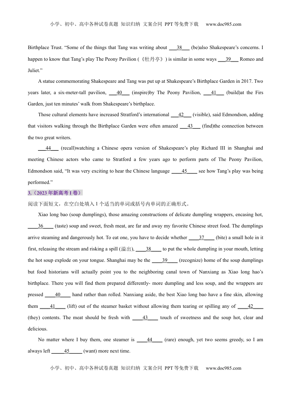 高考英语复习  专题突破卷02 语法填空之说明文（原卷版）.docx