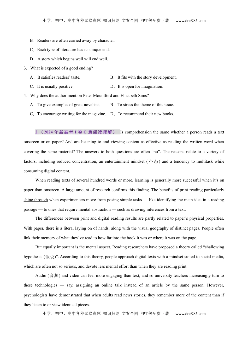 高考英语复习  专题突破卷05 阅读理解之议论文（原卷版）.docx