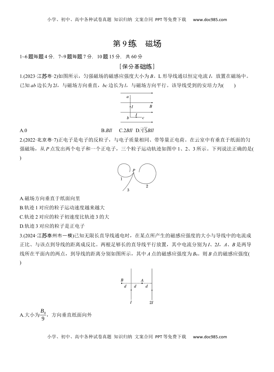 高考物理复习  第一篇　专题三　第9练　磁场 .docx