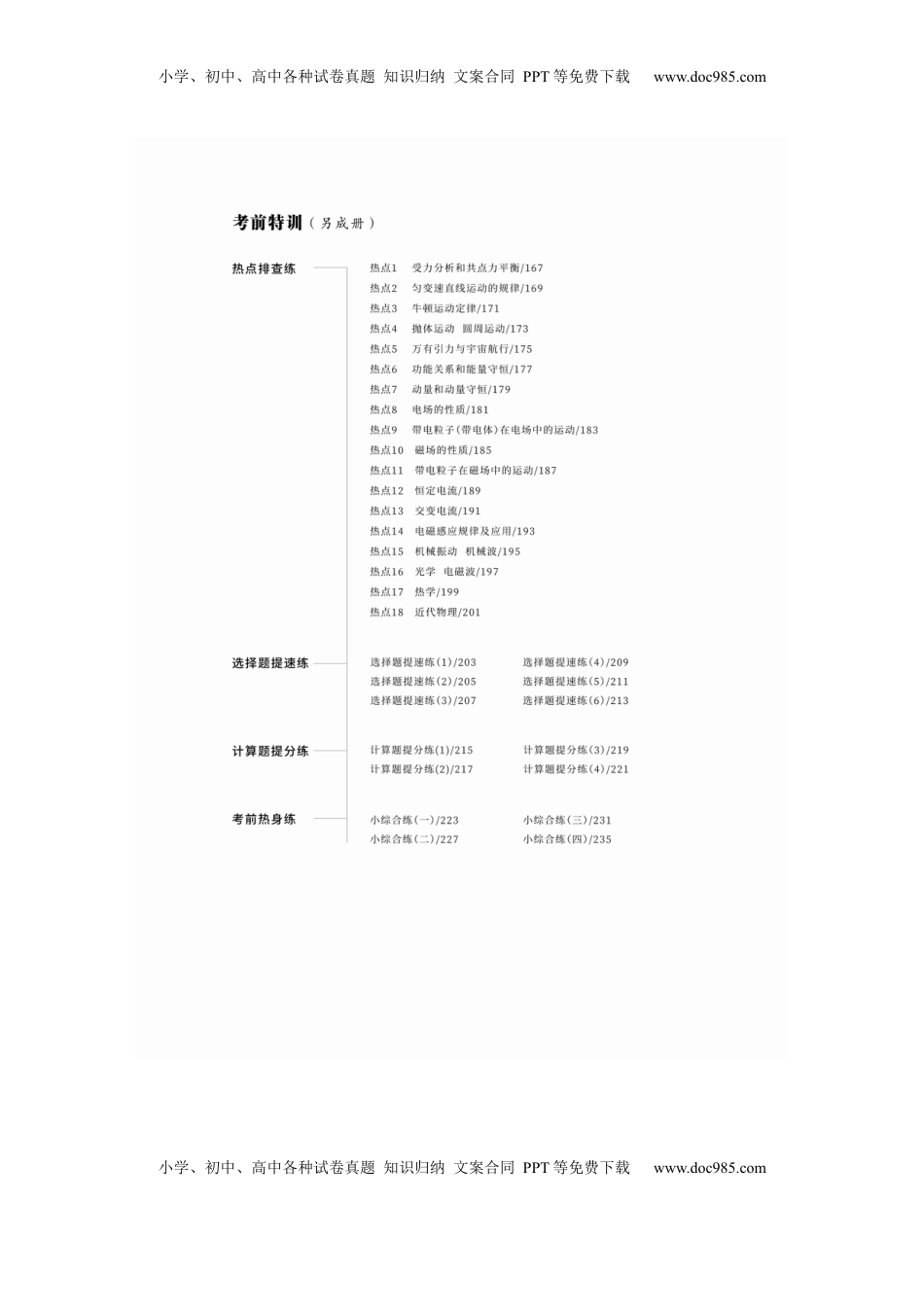 高考物理复习  目录.docx