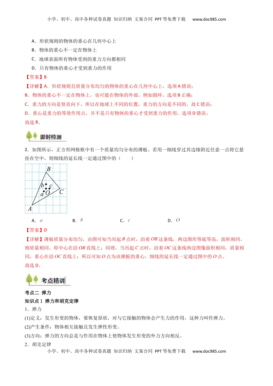 高考物理复习  考点06 重力 弹力 摩擦力（核心考点精讲精练）（解析版）.docx