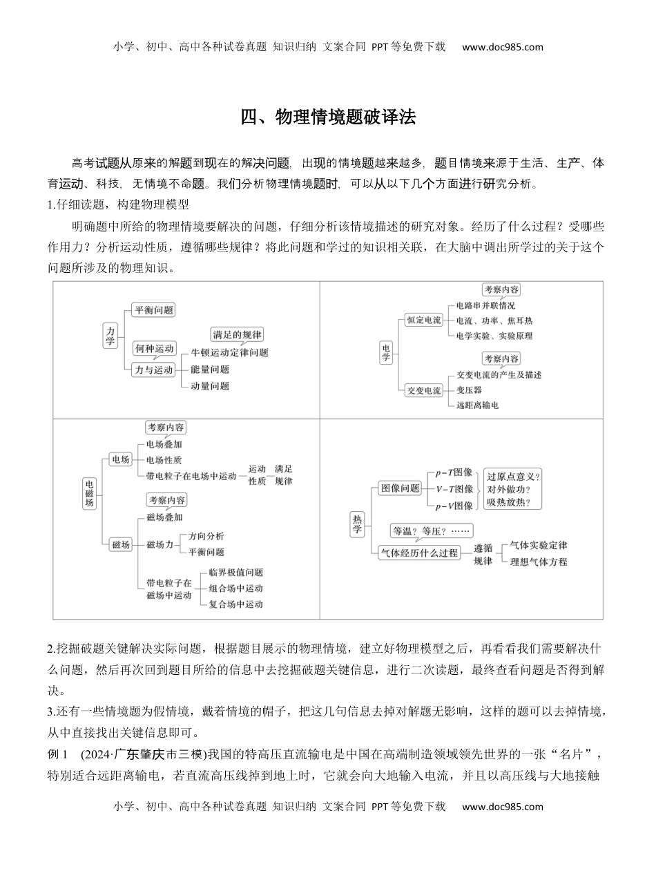 高考物理复习  第二篇　四、物理情境题破译法 .docx