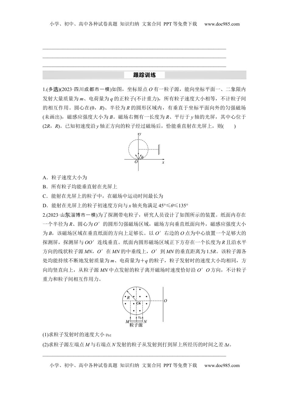 高考物理复习  第十一章　微点突破6　磁聚焦　磁发散.docx
