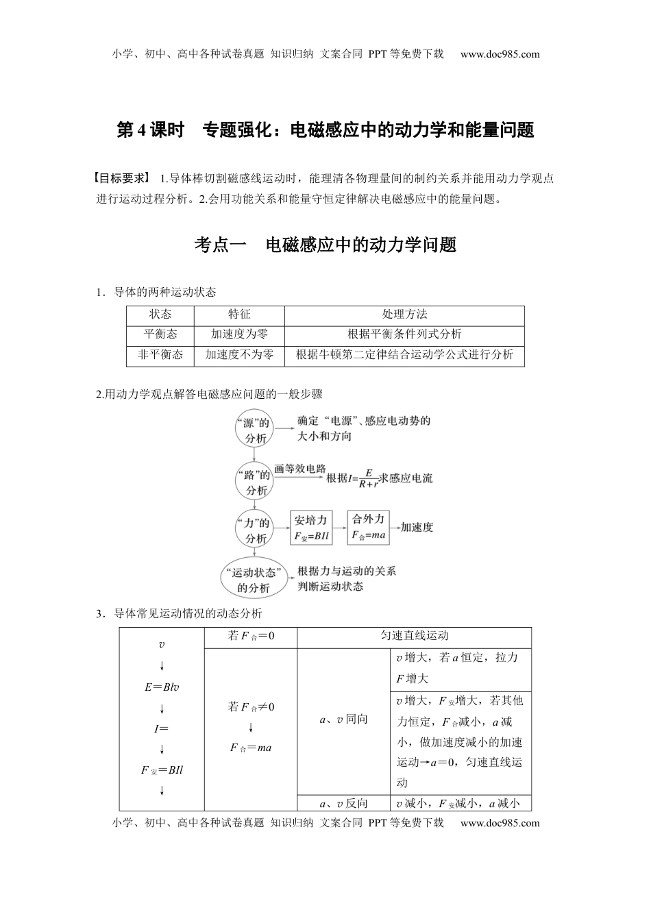 高考物理复习  第十二章　第4课时　专题强化：电磁感应中的动力学和能量问题.docx