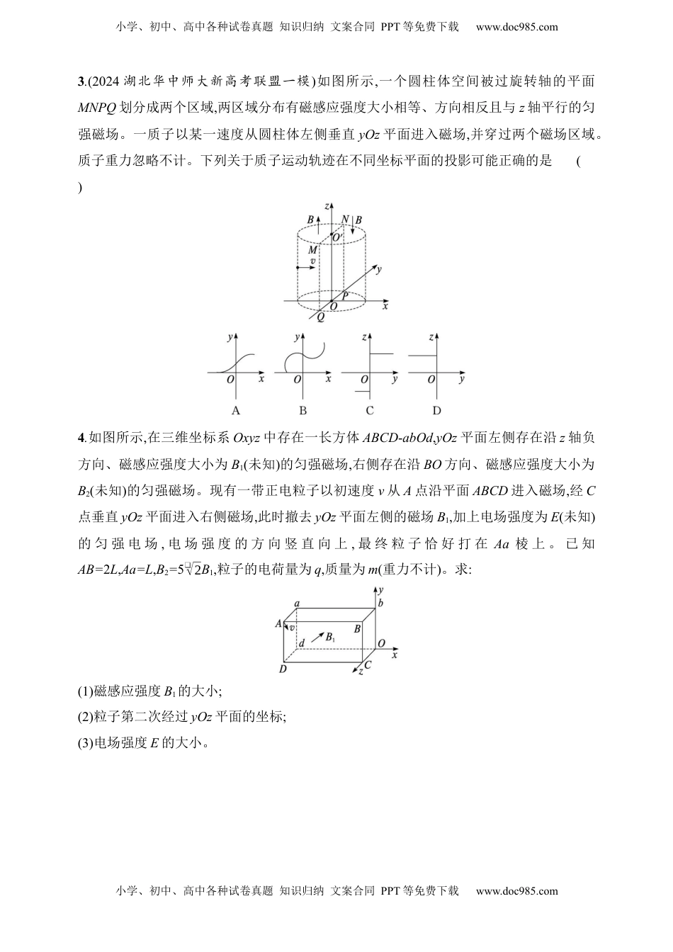 高考物理复习  第11章　磁场第8讲　专题提升 带电粒子在三维空间中的运动.docx