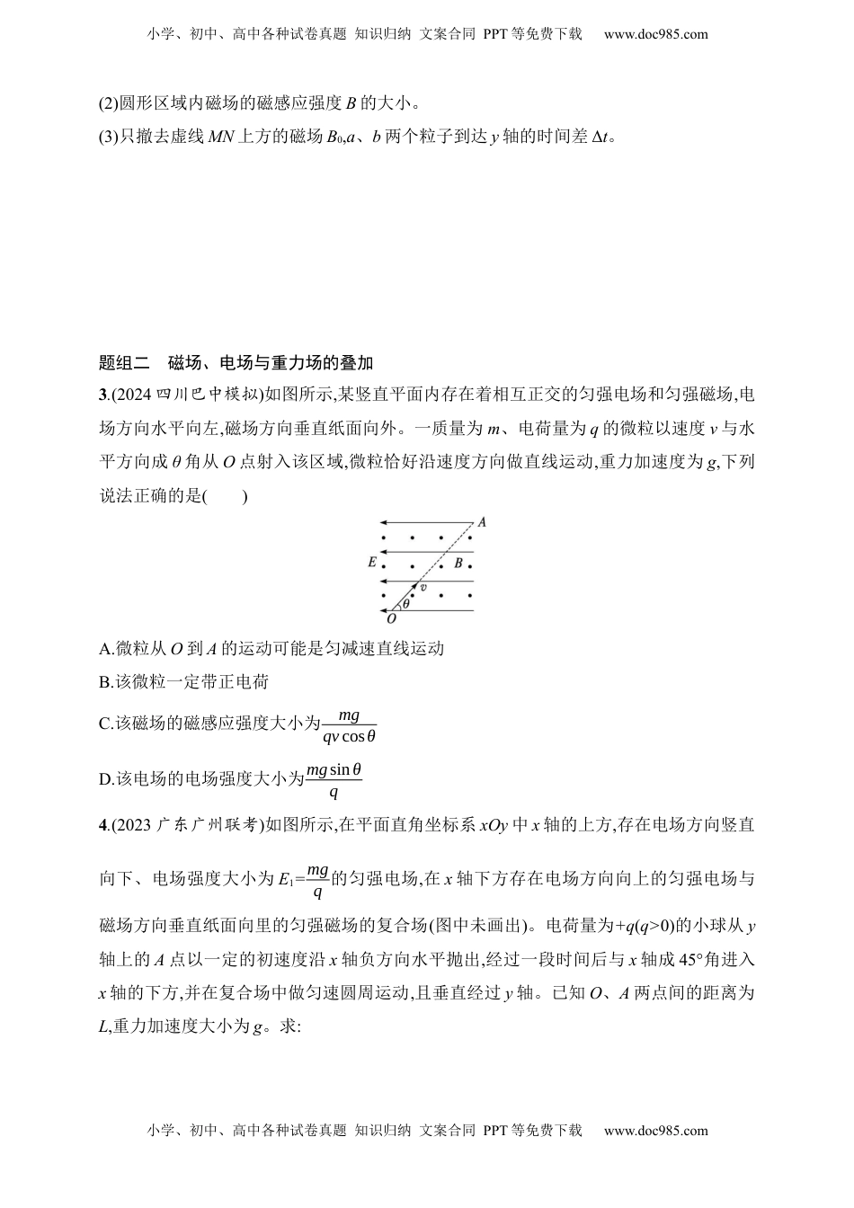 高考物理复习  第11章　磁场第7讲　专题提升 带电粒子在叠加场中的运动.docx