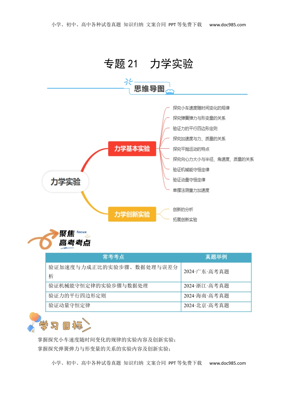 高考物理复习  专题21  力学实验（解析版）.docx