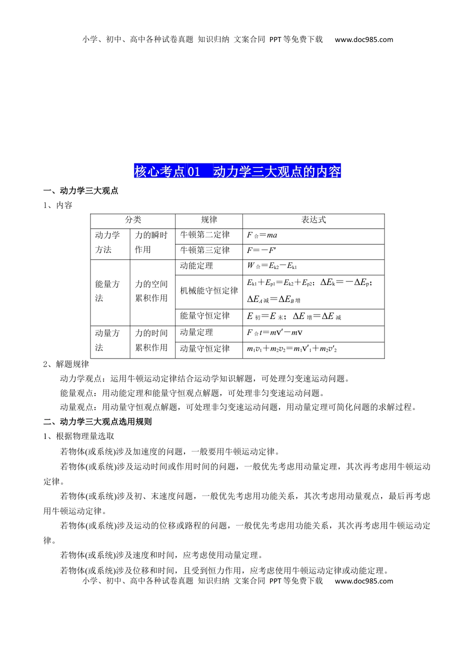 高考物理复习  专题09  动力学三大观点（解析版）.docx