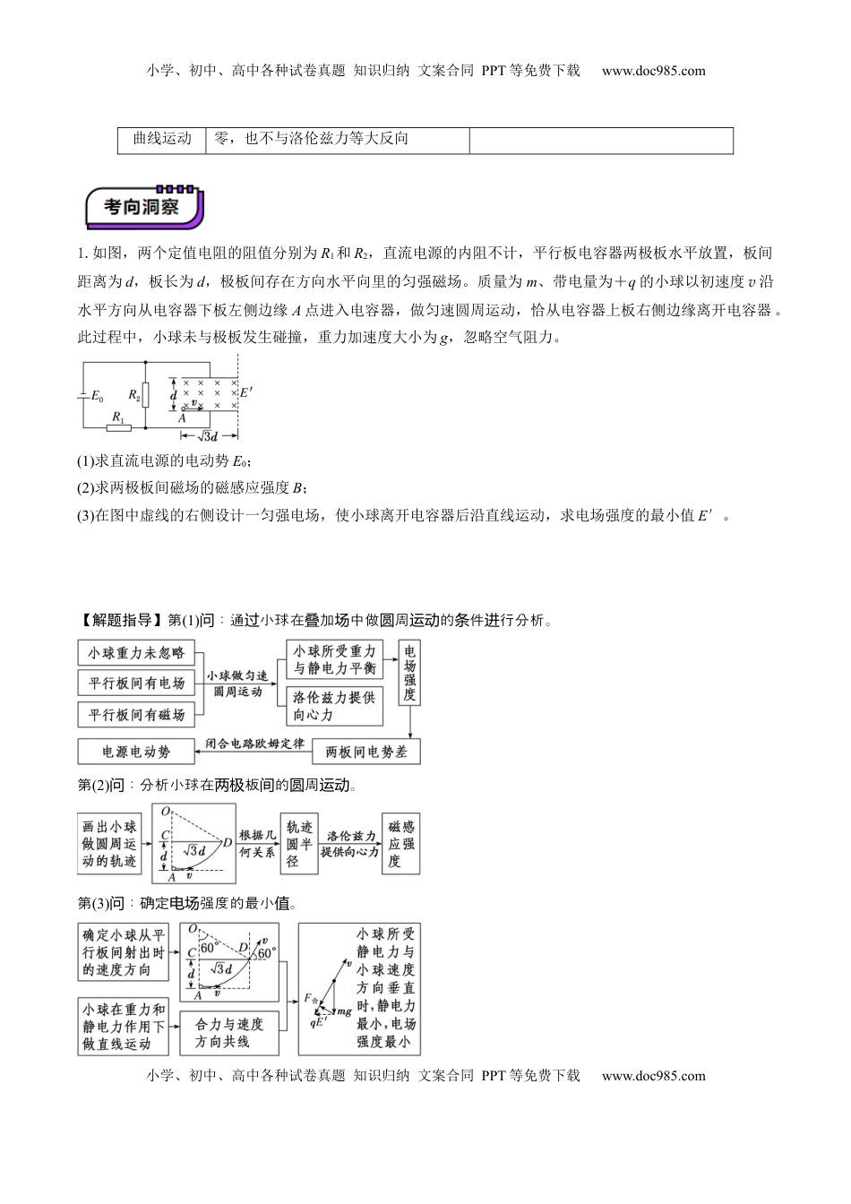 高考物理复习  第50讲   带电粒子在叠加场中的运动（讲义）（原卷版）.docx